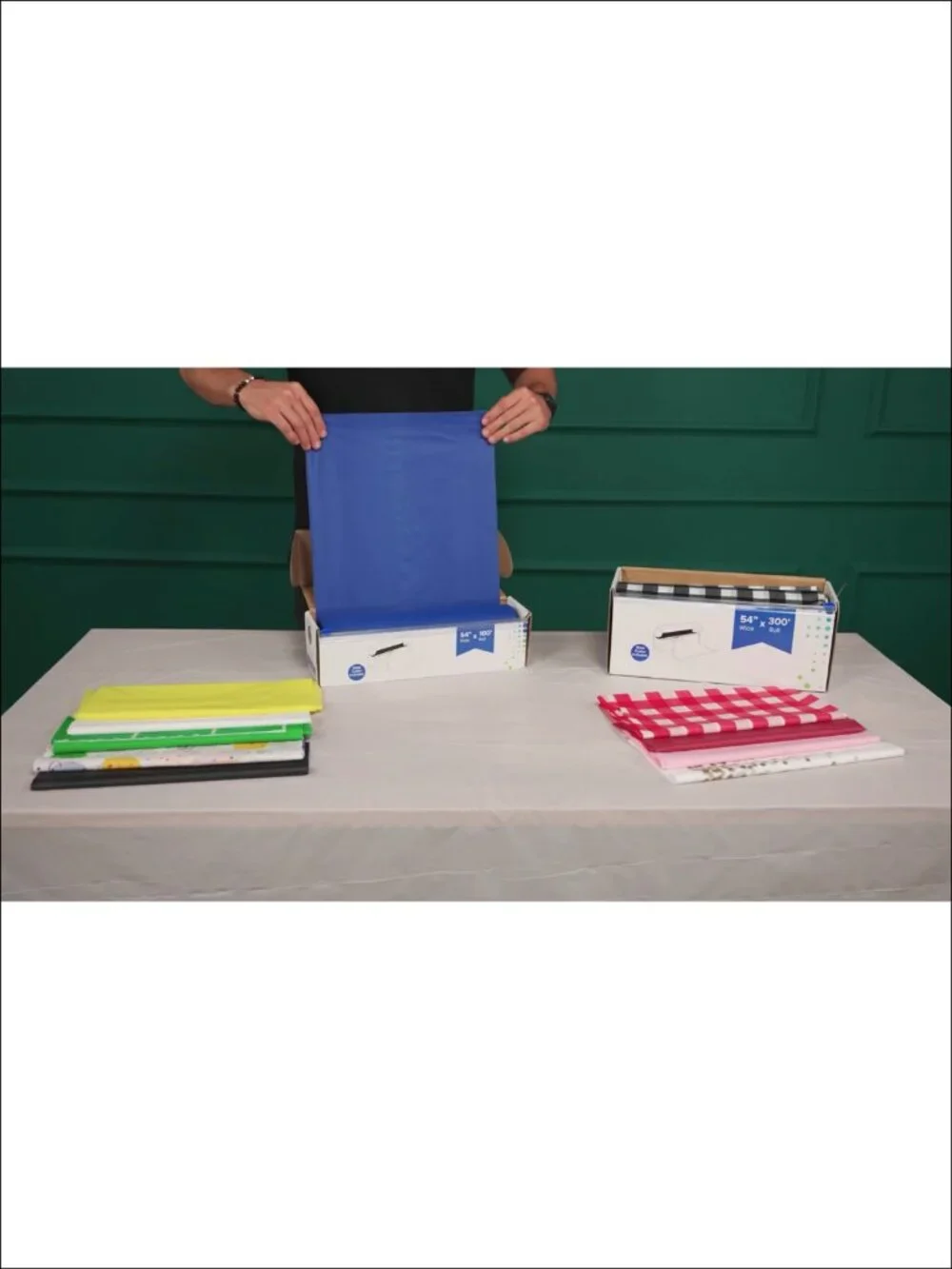 Grandipity Plastic Table Cloth Roll 54in x 100ft Slide Cutter Disposable